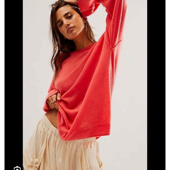 Free People Addie Cashmere Pullover S Red - Picture 5 of 5